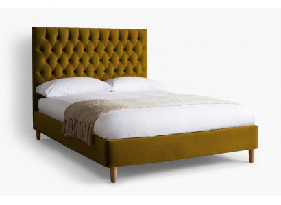 Chesterfield Design čalounění anglická postel 140/160/180x200 manželská postel žlutá