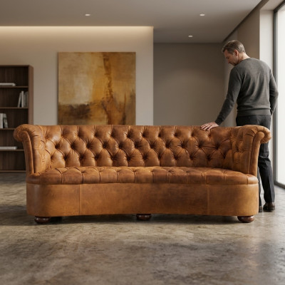 Chesterfield Leder Polster Design Sofa Luxus Couch Klassische Sofa 3 Sitzer Neu