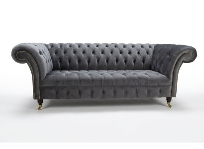 Moderní šedý třímístný šedý Chesterfield stylizovaný obývací pokoj 3místná pohovka