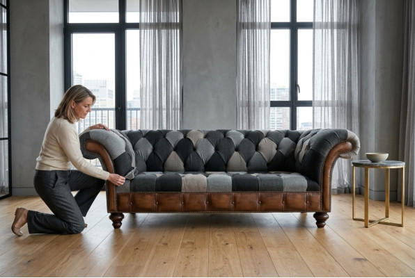 Chesterfield Design Couch 3er Deisitzer Couchen Stoff Sofa Sitz Polster Sofas
