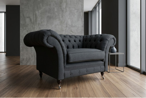 Couch Polster Design Sofa Schwarz Schwarz 1,5er Sitz Sofas Möbel Chesterfield