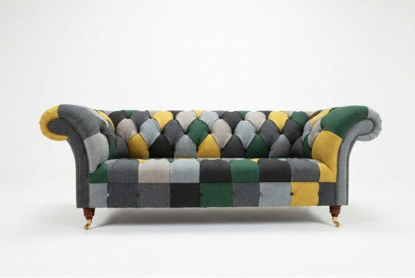 Dreisitzer Couch Polster Design Sofa 3er Sitz Sofas Zimmer Möbel Grün Moderne