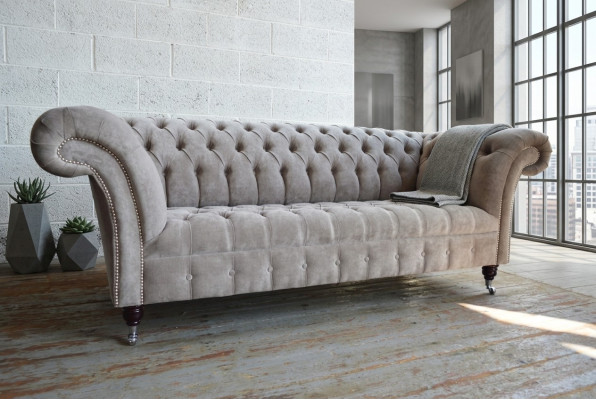 Pohovka Chesterfield - 3místná, gauč, polstrovaná pohovka, sedací souprava do obývacího pokoje, trojmístná, nová.