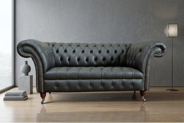 Chesterfield 2-místná pohovka, kožená pohovka, gauč, potahové sedadlo, set dvousedadlový nový