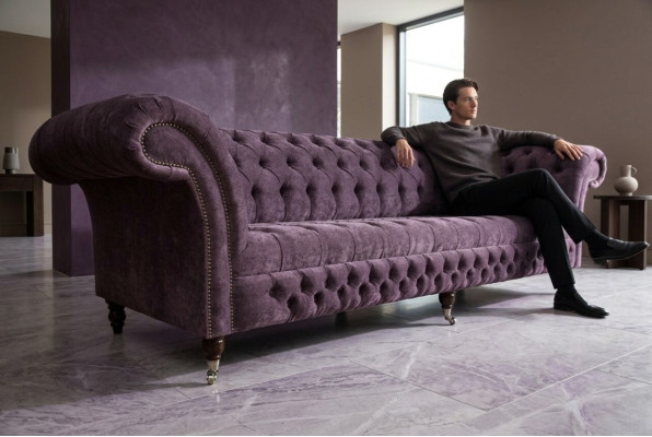 Klassische Chesterfield Sofa 4 Sitzer Sofas Polster Couchen Leder Braun Design