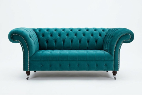 Chesterfield Samt Sofa Couch Polster 2 Sitzer Polster Kunst Sofas Couchen Neu
