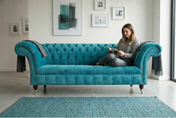 Chesterfield Originální Pohovka Gauč Textilní Pohovky Nábytek Potah Tkanina Nový