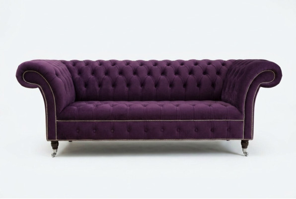 Chesterfield Originální Pohovka Pohovka Textilní Pohovky Lila 225cm Pohovky