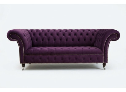 Chesterfield Originální Pohovka Pohovka Textilní Pohovky Lila 225cm Pohovky