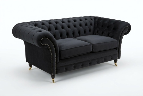 Chesterfield Original Sofa JVMoebel Textil Sofas Couchen Stoff Grau 185cm Couch