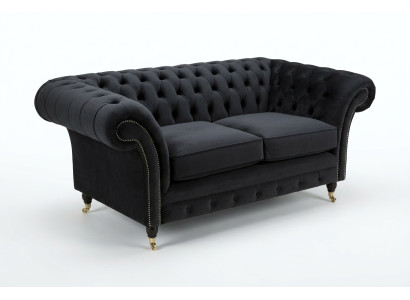 Chesterfield Original Sofa JVMoebel Textil Sofas Couchen Stoff Grau 185cm Couch