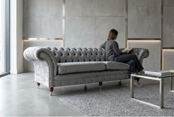 Chesterfield šedý polštář Viersitzer Designer 4-Sitzer Couch