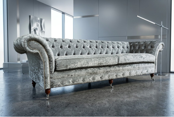 Chesterfield šedý polštář Viersitzer Designer 4-Sitzer Couch