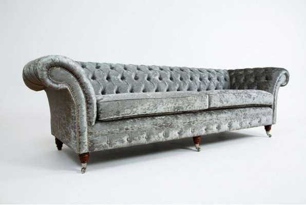 Chesterfield šedý polštář Viersitzer Designer 4-Sitzer Couch