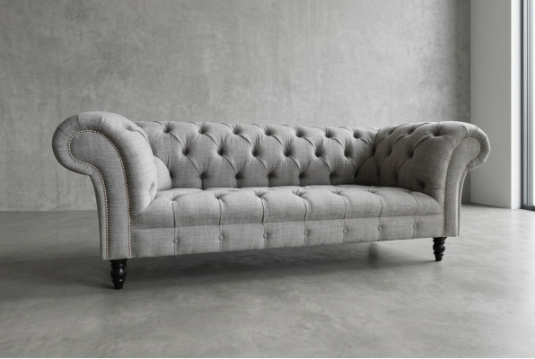 Design Chesterfield Sofa 3 Couch Sofa Set Stoff Polster Leder Dreisitzer Couchen