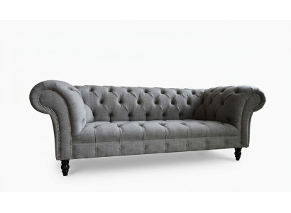 Design Chesterfield Sofa 3 Couch Sofa Set Stoff Polster Leder Dreisitzer Couchen