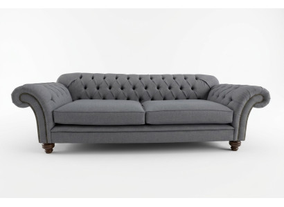 Modernes Sofa Chesterfield Couch 4 Sitzer Couchen Samt Leder Design Grau