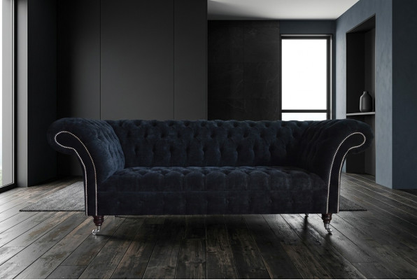 Schwarzer Chesterfield 3-Sitzer Luxus Wohnzimmer Sofa