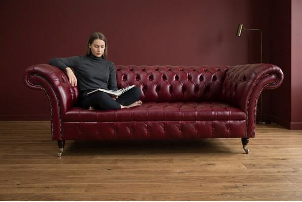 Roter Chesterfield Dreisitzer Designer 3-er Sofa Luxus Couch