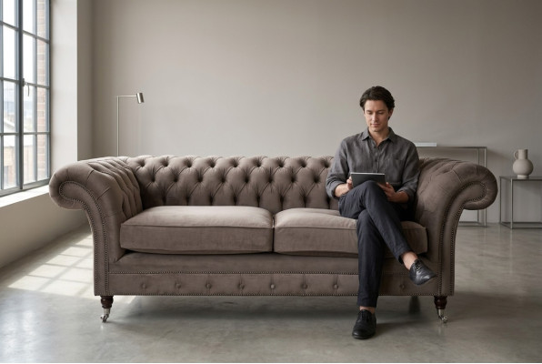 Luxus Tauper Chesterfield Dreisitzer Wohnzimmer 3-er Couch Design Sofa