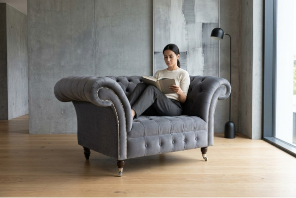 Chesterfield Sofa Couch Polster Garnitur 1,5 Sitzer Sofas Klassisch Einsitzer