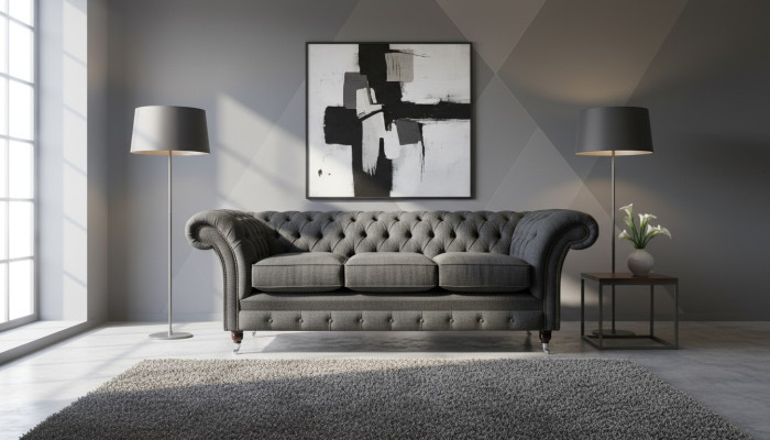 Schwarzes Chesterfield Polster Sofa Designer 3-Sitzer Wohnzimmer Couch