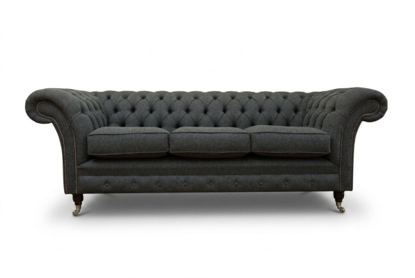 Schwarzes Chesterfield Polster Sofa Designer 3-Sitzer Wohnzimmer Couch