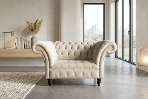 Chesterfield Sofa Couch Polster Garnitur 1,5 Sitzer Sofas Klassisch Einsitzer