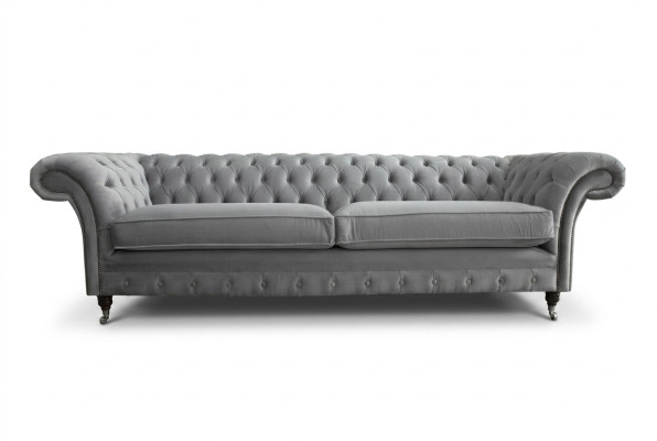 Chesterfield 4 Sitzer Polster Couch Modern Stil Leder Stoff Sofa Couchen Textil