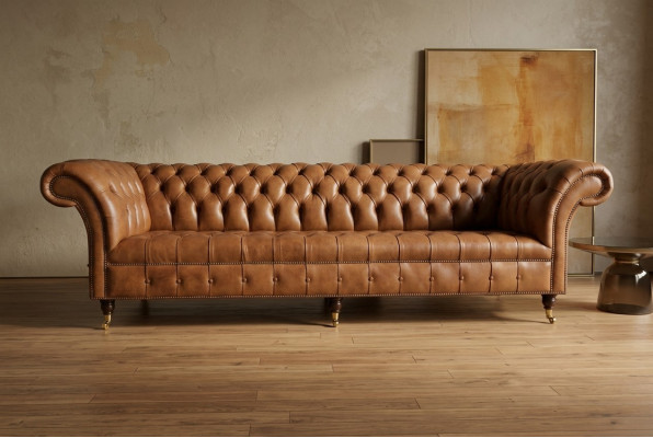 Chesterfield Braun Couch Sofa Polster 4 Sitzer Couchen Sitz Garnitur Sofas 265cm