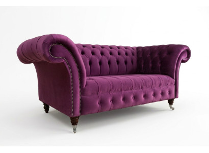 Chesterfield Design Luxus Polster Sofa Couch Sitz Garnitur Leder Textil Lila Neu