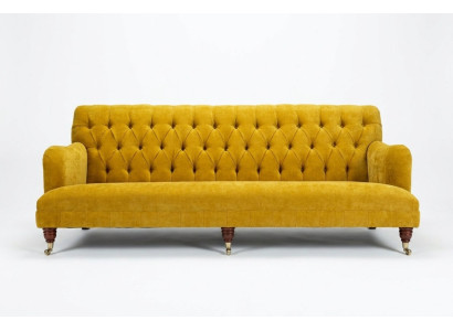 Klassische Chesterfield Sofa 4 Sitzer Sofas Couchen Leder Gelb Design Polster