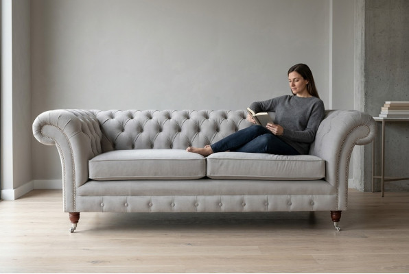 Chesterfield Couch Sofa Polster 3 Sitzer Couchen Sitz Garnitur Sofas Weiß Neu