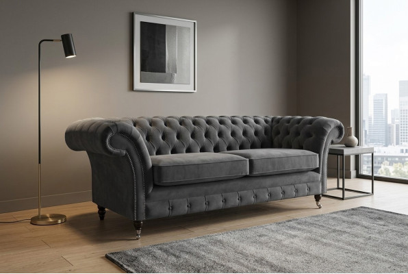 Chesterfield Couch 3 Sitzer Polster Sitz Textil Stoff Leder Couchen Sofas Sofa