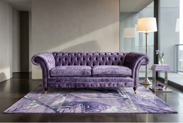 Lila Chesterfield Dreisitzer Chesterfield Luxus 3-Sitzer Sofa