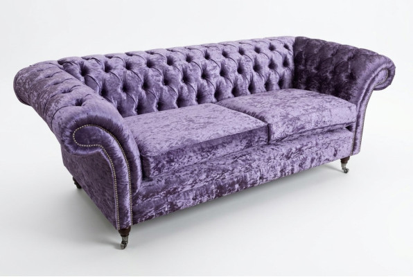 Lila Chesterfield Dreisitzer Chesterfield Luxus 3-Sitzer Sofa