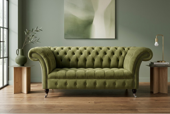 Chesterfield Couch 2 Sitzer Polster Sitz Textil Stoff Leder Couchen Sofas Sofa