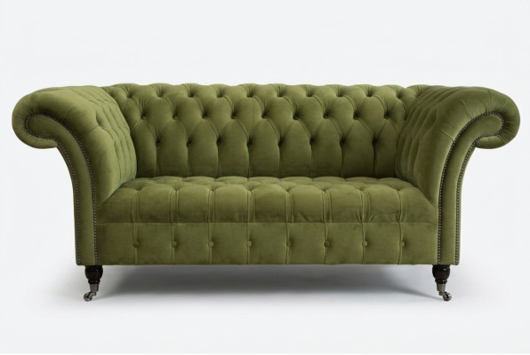 Chesterfield Couch 2 Sitzer Polster Sitz Textil Stoff Leder Couchen Sofas Sofa