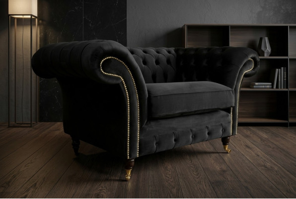 Chesterfield Design Stoff Couch Sessel 1.5 Sitzer Polster Sofas Lounge Neu Club