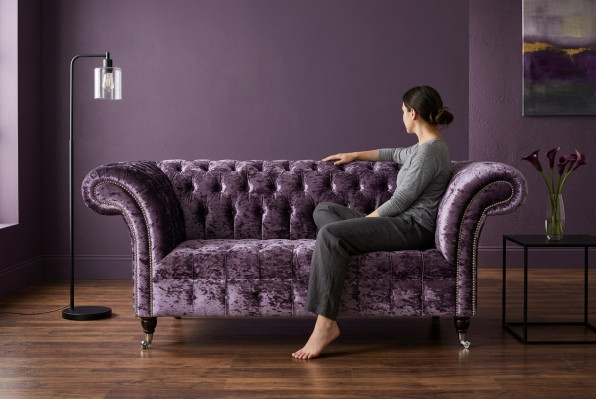 Chesterfield čalouněná pohovka textil pohovky sedačka sedací souprava opěradlo nové 2místné.