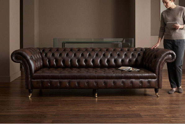 Klasická Chesterfield kůže potah Luxusní sofa design pohovka Pohovky 4 místa Nová