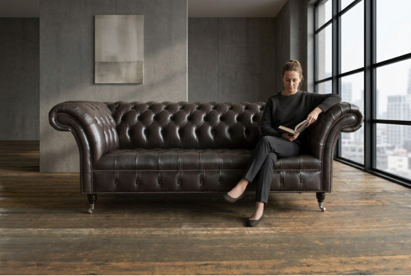 Chesterfield Stoffsofa Ledersofa Sofa Couch Polster Wohnzimmer Maßanfertigung