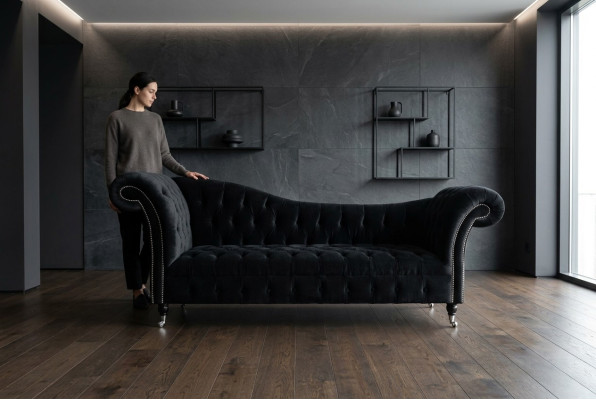 Chesterfield tří-sedačka pohovka vyplňuje design 3místná pohovka černé barvy