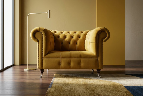 Designová pohovka Chesterfield, křeslo, gauč, čalouněný luxusní textil, pohovky, ušák.