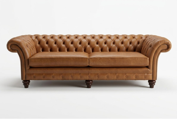 Braunes Chesterfield Sofa Luxus 4-Sitzer Couch Polster Stoff Sitzer