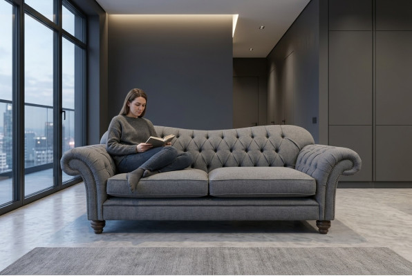 Sofa 4 Sitzer Couch design Chesterfield Sitz Garnitur Leder Textil Polster Neu