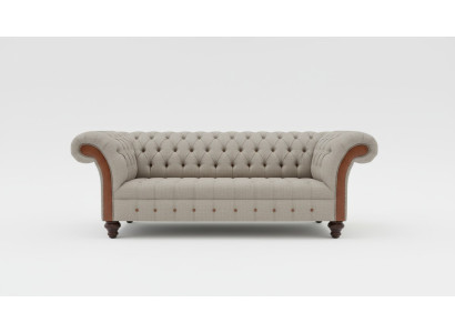 Grauer Chesterfield Dreisitzer Couch Polster Design Sofa Moderner 3er