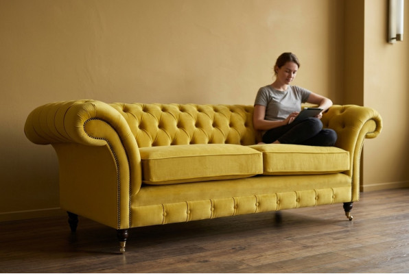 Chesterfield 3místná designová pohovka gauč čalouněná pohovka gauče látková textilie Nový