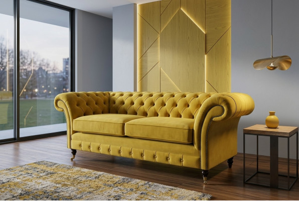 Chesterfield 3místná designová pohovka gauč čalouněná pohovka gauče látková textilie Nový