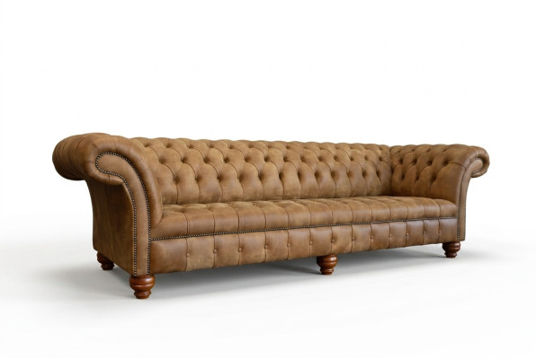 Chesterfield Braune Couch Sofa Polster 4 Sitzer Couchen Sitz Garnitur